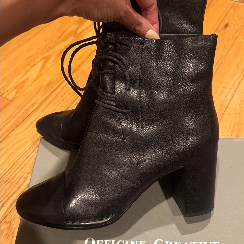 Officine Creative Black Leather Ankle Booties